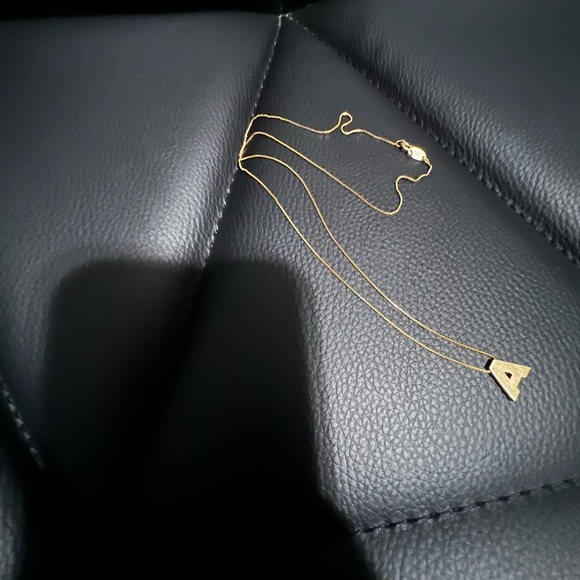Solid 14k Gold Necklace with ‘Letter A’ Pendant - Picture 1 of 4